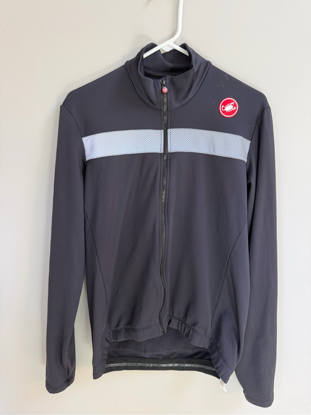 Castelli Men's Black Cycling Jacket with Reflective Chest Stripe